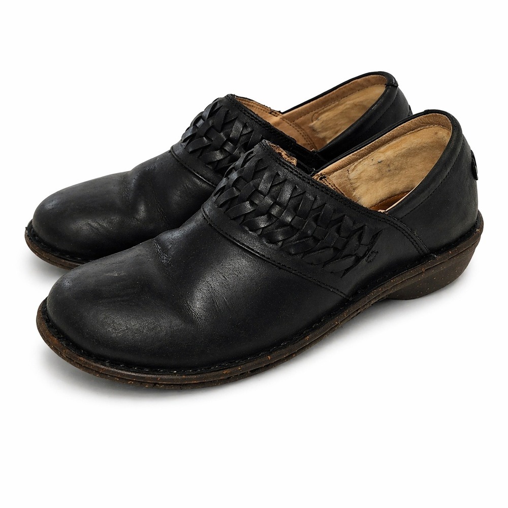UGG Australia Womens Black Leather Woven Slip On Clogs Shoes 1005427 Size 10